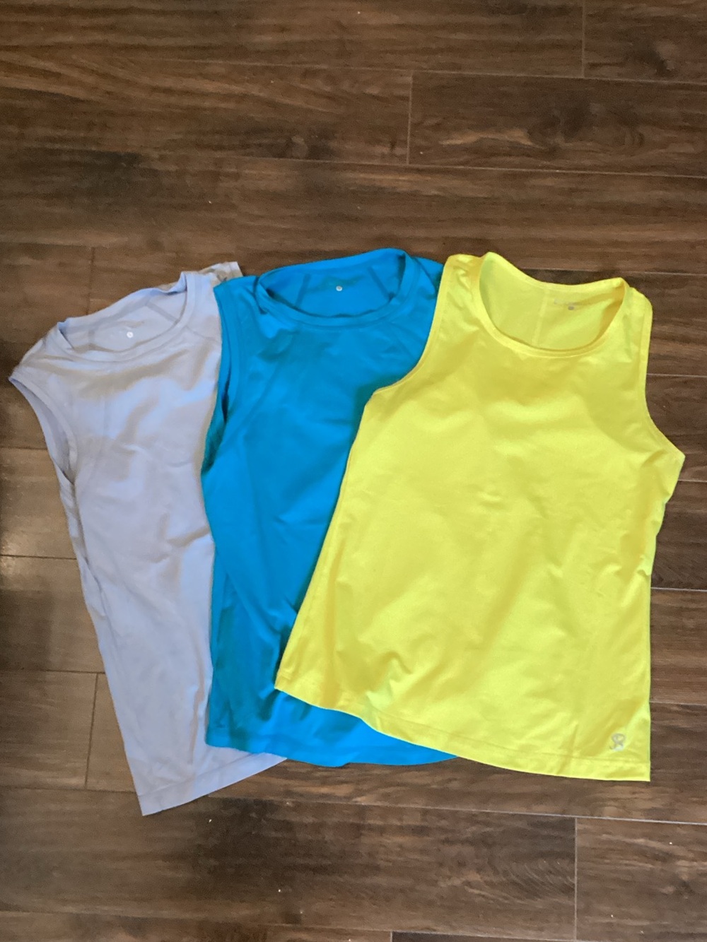 Women's Scoop Neck Athletic Tank Tops - Yellow, Blue, Light Gray
